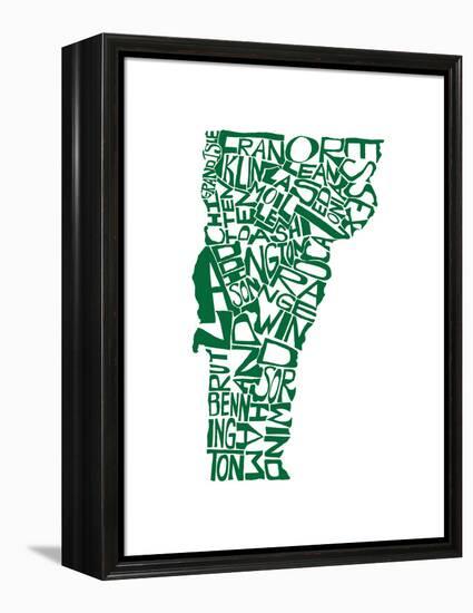 Typographic Vermont Green-CAPow-Framed Stretched Canvas