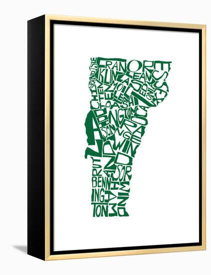 Typographic Vermont Green-CAPow-Framed Stretched Canvas