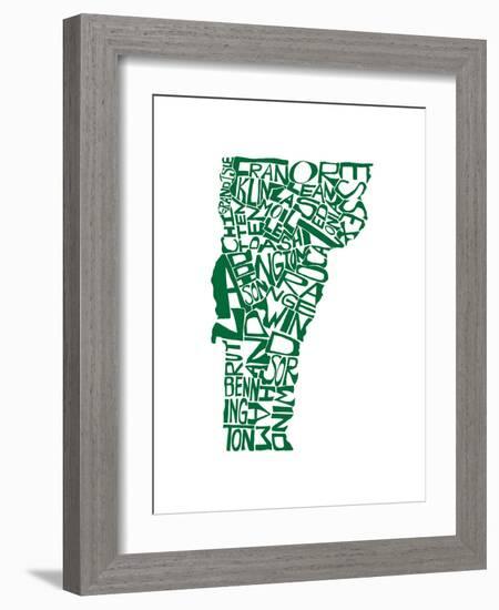 Typographic Vermont Green-CAPow-Framed Art Print