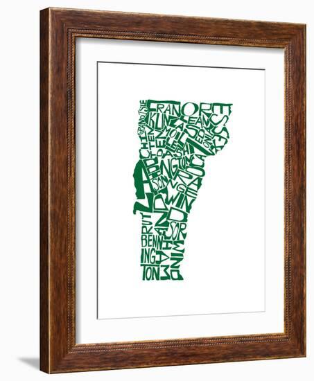 Typographic Vermont Green-CAPow-Framed Art Print