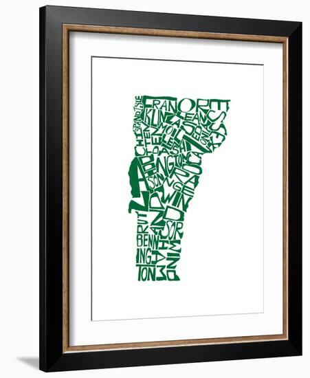 Typographic Vermont Green-CAPow-Framed Art Print