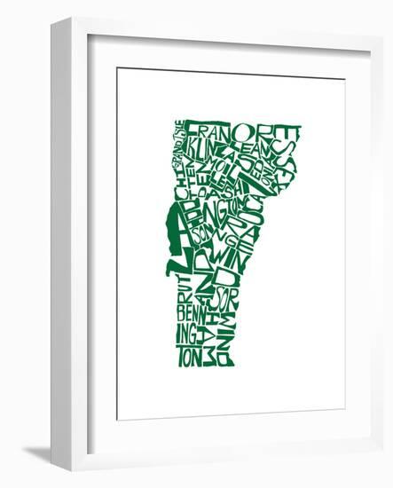 Typographic Vermont Green-CAPow-Framed Art Print