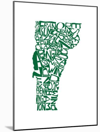 Typographic Vermont Green-CAPow-Mounted Art Print