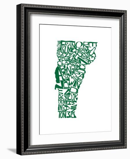 Typographic Vermont Green-CAPow-Framed Art Print