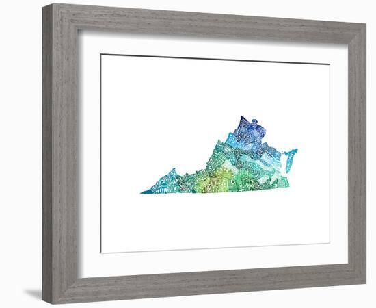 Typographic Virginia Cool-CAPow-Framed Art Print