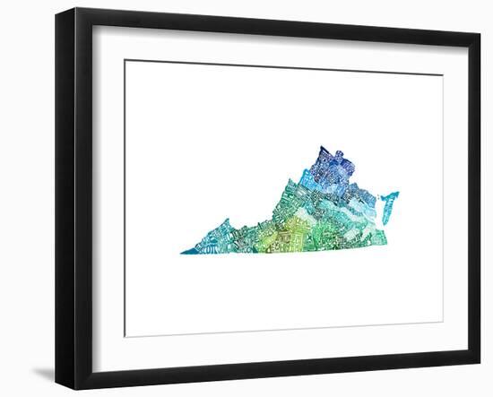 Typographic Virginia Cool-CAPow-Framed Art Print