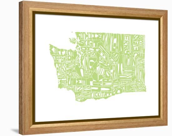 Typographic Washington Green-CAPow-Framed Stretched Canvas