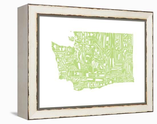 Typographic Washington Green-CAPow-Framed Stretched Canvas