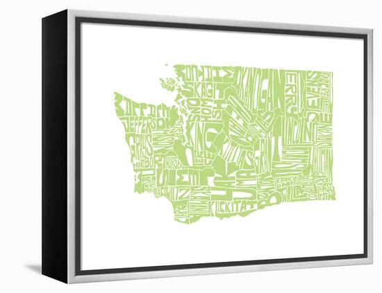 Typographic Washington Green-CAPow-Framed Stretched Canvas