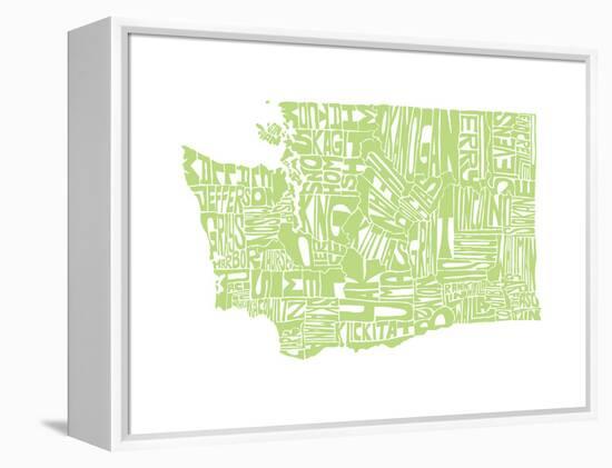 Typographic Washington Green-CAPow-Framed Stretched Canvas