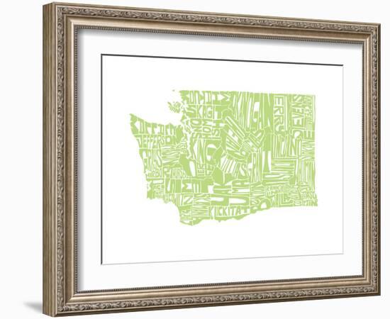 Typographic Washington Green-CAPow-Framed Art Print