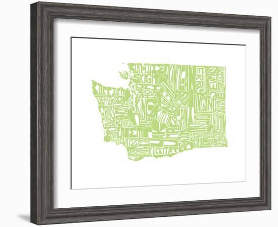 Typographic Washington Green-CAPow-Framed Art Print