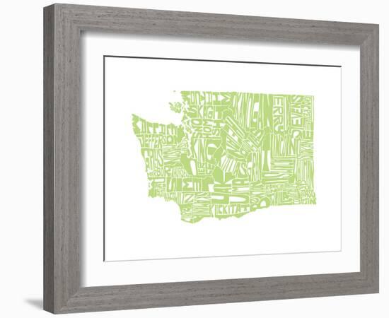 Typographic Washington Green-CAPow-Framed Art Print