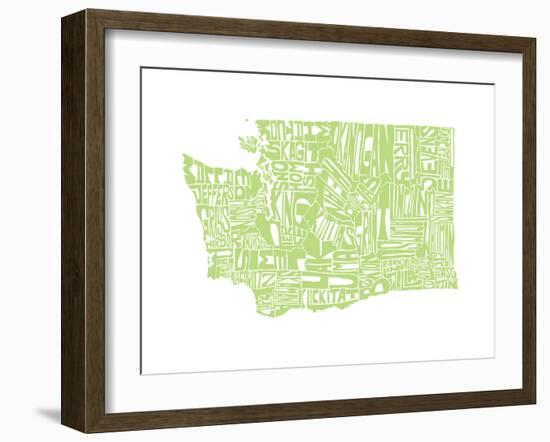 Typographic Washington Green-CAPow-Framed Art Print