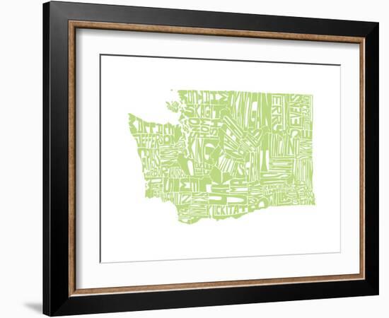 Typographic Washington Green-CAPow-Framed Art Print