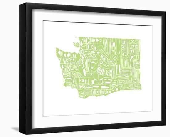 Typographic Washington Green-CAPow-Framed Art Print