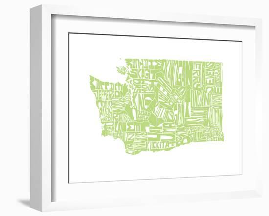 Typographic Washington Green-CAPow-Framed Art Print