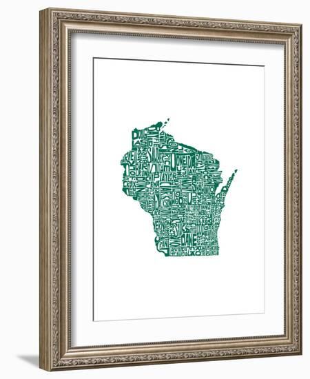 Typographic Wisconsin Forest-CAPow-Framed Art Print