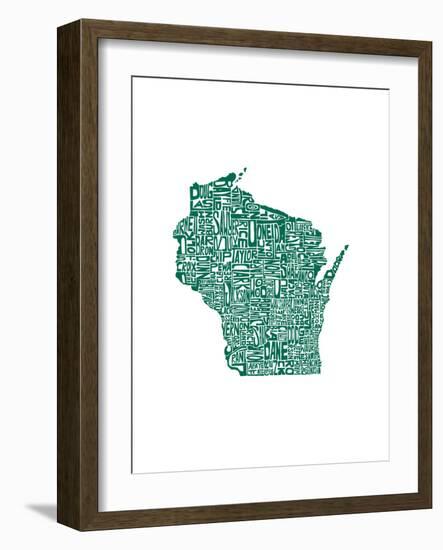 Typographic Wisconsin Forest-CAPow-Framed Art Print