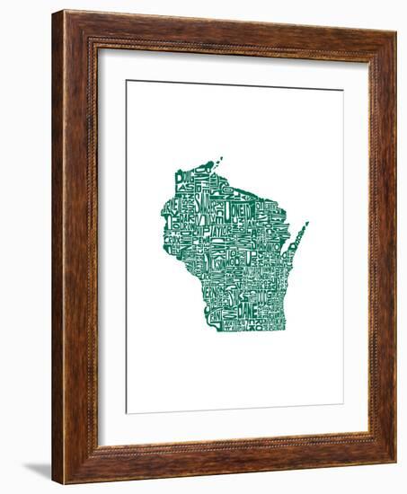 Typographic Wisconsin Forest-CAPow-Framed Art Print