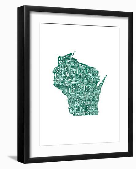 Typographic Wisconsin Forest-CAPow-Framed Art Print