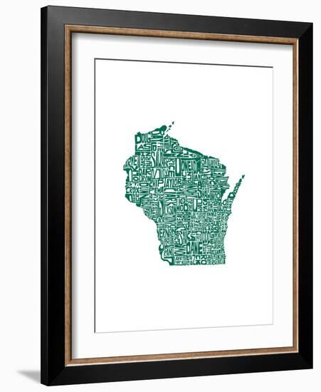 Typographic Wisconsin Forest-CAPow-Framed Art Print