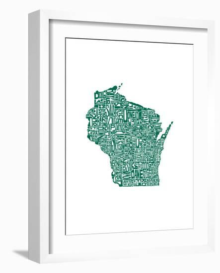 Typographic Wisconsin Forest-CAPow-Framed Art Print