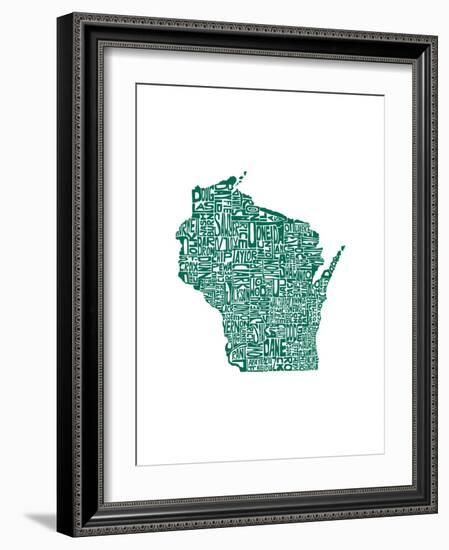 Typographic Wisconsin Forest-CAPow-Framed Art Print