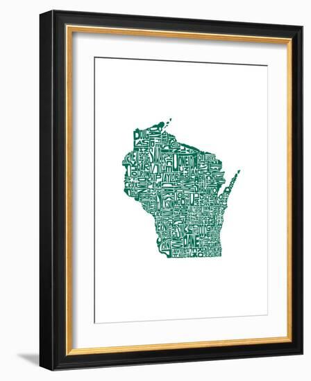 Typographic Wisconsin Forest-CAPow-Framed Art Print