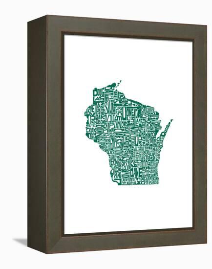 Typographic Wisconsin Forest-CAPow-Framed Stretched Canvas