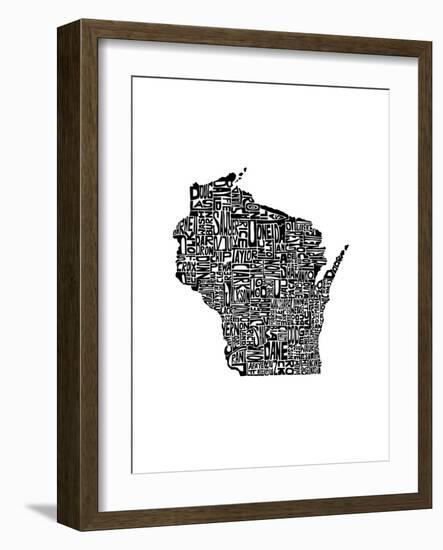 Typographic Wisconsin-CAPow-Framed Art Print