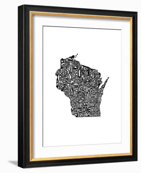 Typographic Wisconsin-CAPow-Framed Art Print