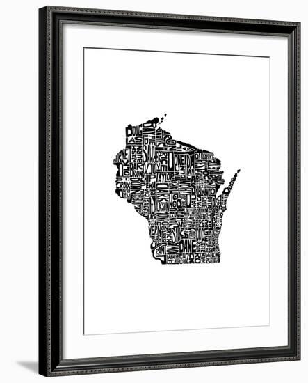 Typographic Wisconsin-CAPow-Framed Art Print