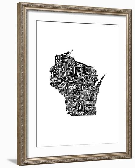 Typographic Wisconsin-CAPow-Framed Art Print