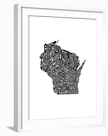 Typographic Wisconsin-CAPow-Framed Art Print