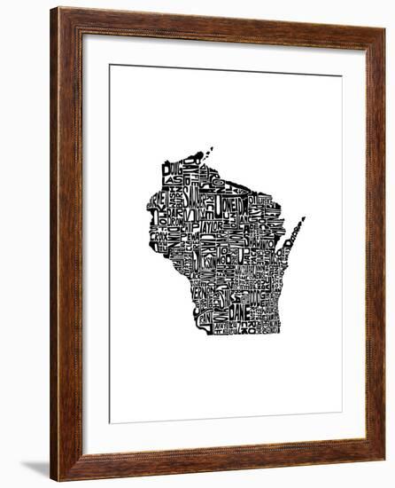 Typographic Wisconsin-CAPow-Framed Art Print