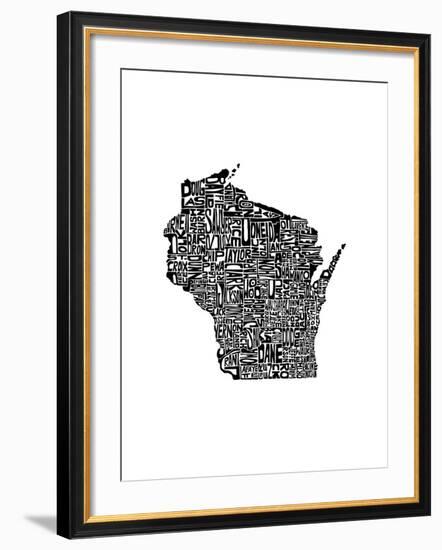 Typographic Wisconsin-CAPow-Framed Art Print