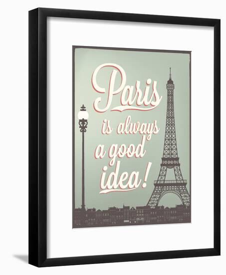 Typographical Retro Style Poster With Paris Symbols And Landmarks-Melindula-Framed Art Print