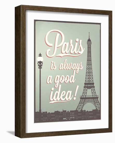 Typographical Retro Style Poster With Paris Symbols And Landmarks-Melindula-Framed Art Print