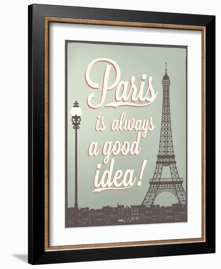 Typographical Retro Style Poster With Paris Symbols And Landmarks-Melindula-Framed Art Print