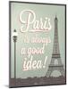 Typographical Retro Style Poster With Paris Symbols And Landmarks-Melindula-Mounted Art Print