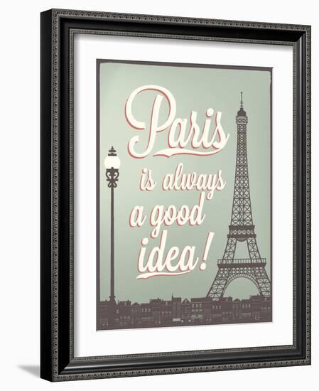 Typographical Retro Style Poster With Paris Symbols And Landmarks-Melindula-Framed Art Print