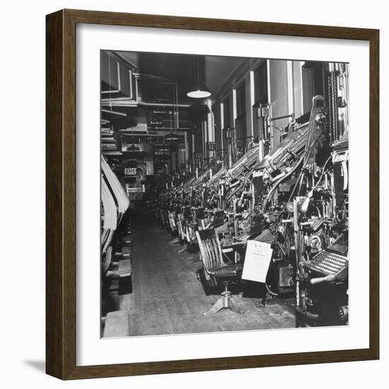 Typography Department of the Chicago Daily Tribute Deserted During a Strike-Wallace Kirkland-Framed Photographic Print