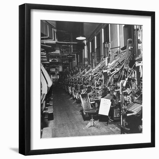 Typography Department of the Chicago Daily Tribute Deserted During a Strike-Wallace Kirkland-Framed Photographic Print