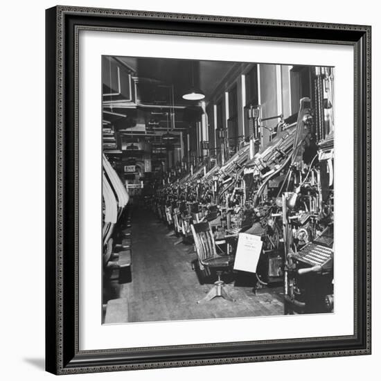 Typography Department of the Chicago Daily Tribute Deserted During a Strike-Wallace Kirkland-Framed Photographic Print