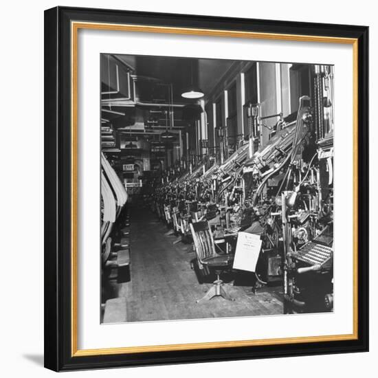 Typography Department of the Chicago Daily Tribute Deserted During a Strike-Wallace Kirkland-Framed Photographic Print