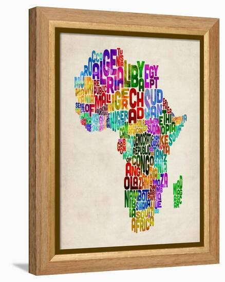 Typography Map of Africa-Michael Tompsett-Framed Stretched Canvas