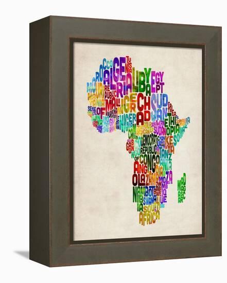 Typography Map of Africa-Michael Tompsett-Framed Stretched Canvas