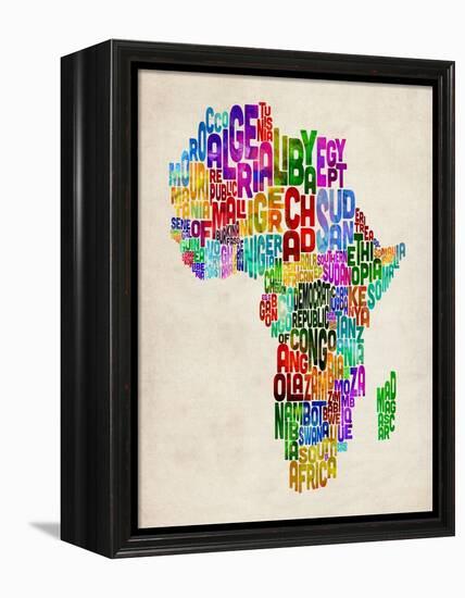 Typography Map of Africa-Michael Tompsett-Framed Stretched Canvas