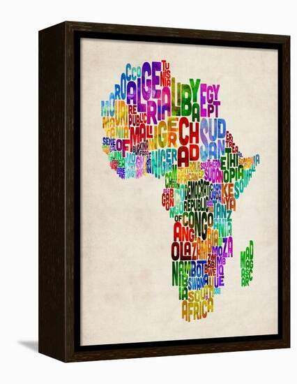 Typography Map of Africa-Michael Tompsett-Framed Stretched Canvas